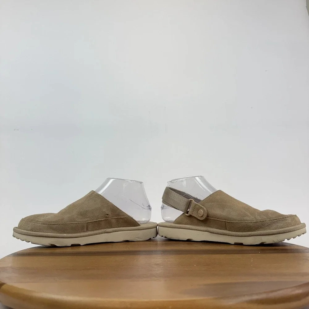 Big Kids Ugg Goldenstar Beige Suede Slingback Platform Slide Clogs Size‎ 5 Y GUC